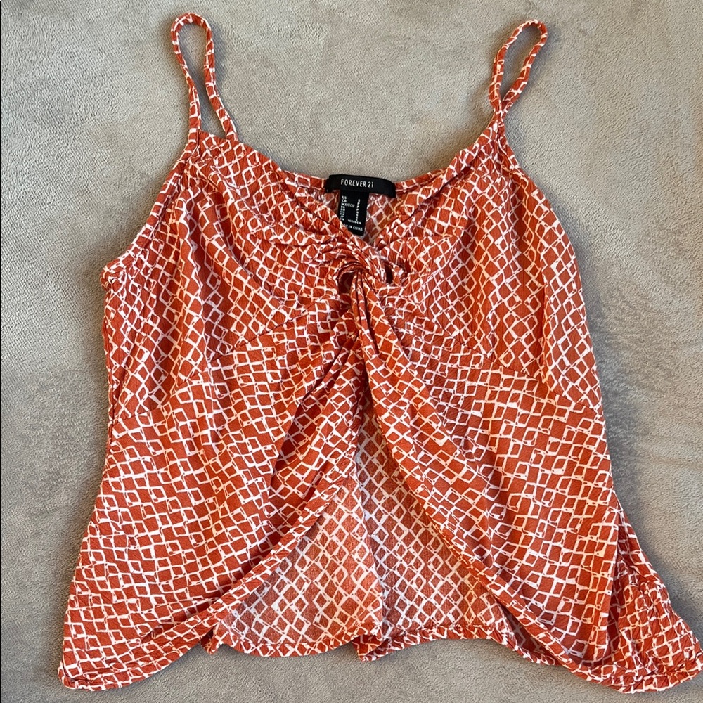 Orange and White Pattern Tank Top